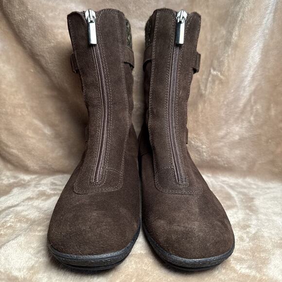 Aquatalia Brown Suede leather Waterproof Wedge Heel Zip Boots Women’s Size‎ 7.5 - Picture 2 of 8